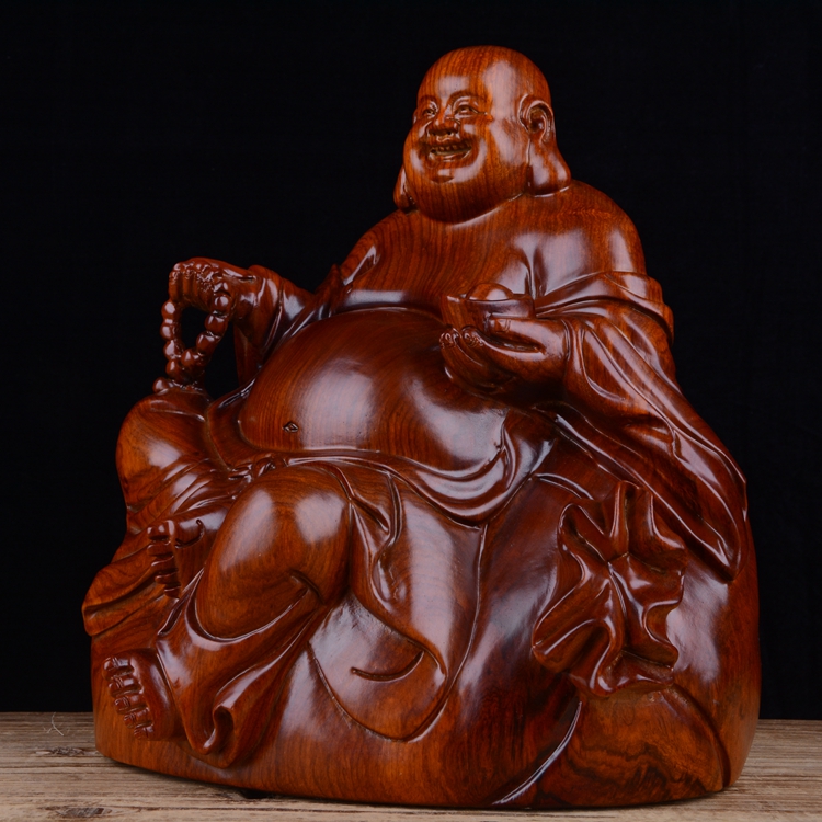木雕彌勒佛像擺件大號布袋笑佛花梨手工雕刻紅木工藝品